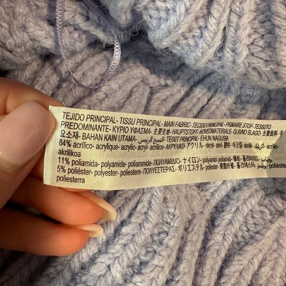 ZARA Wrap Cardigan Chunky Cable Knit Cropped Sweater Periwinkle, Bloggers Fav - Picture 12 of 13